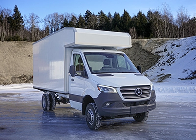 Globe Trekker Sprinter Van on Ice.