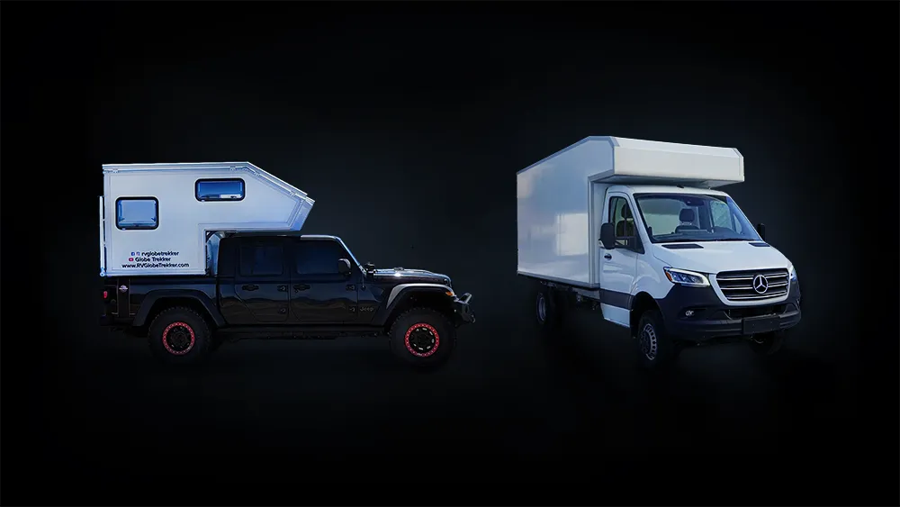 Globe Trekker Light Weight Campers, Slide-in and Sprinter.